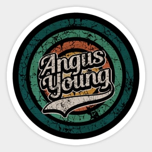 Angus Young // Retro Circle Crack Vintage Sticker